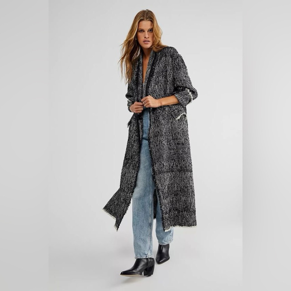 NWT Free People We the Free Quiet Hours Coat Cardigan Top Tweed Longline XS/S